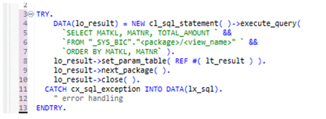 ABAP'ta ADBC ile Calculation View kullanımı